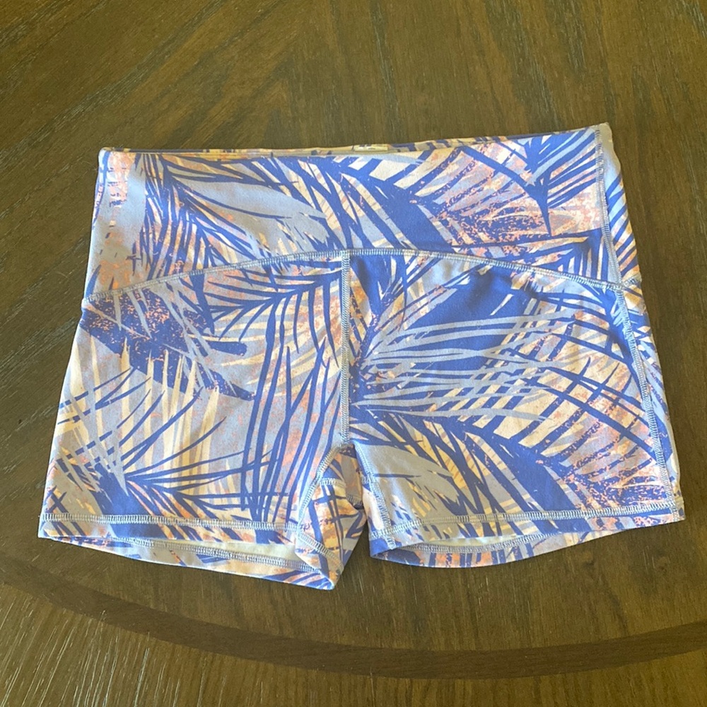 ivivva spandex, leaves design, pink and dark/light purple, size 12 kids